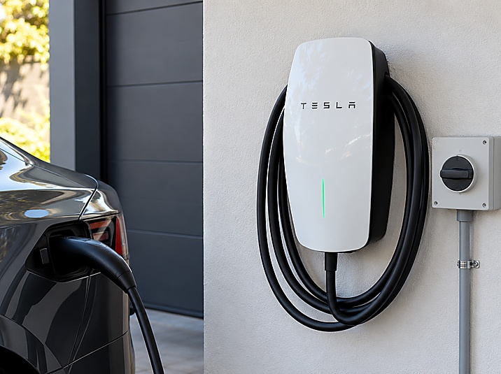 Tesla EV charger installation at a residential property